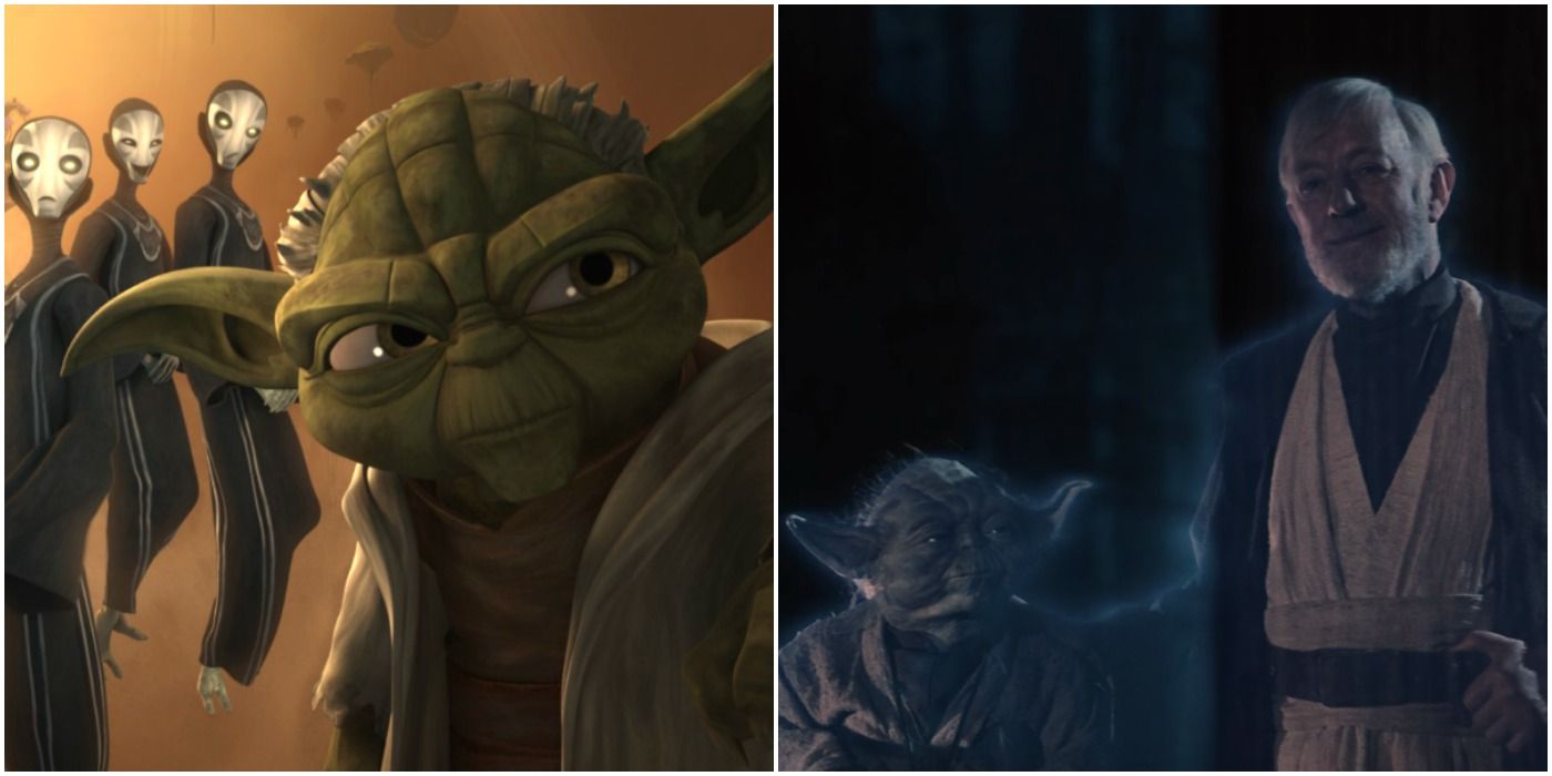 Yoda in Star Wars: The Clone Wars and Obi-Wan Kenobi in Return of the Jedi