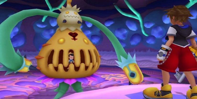 Sora faces the Parasite Cage in Monstro in Kingdom Hearts 1