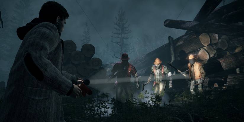 alan wake remastered during combat with three taken in the lumber yard