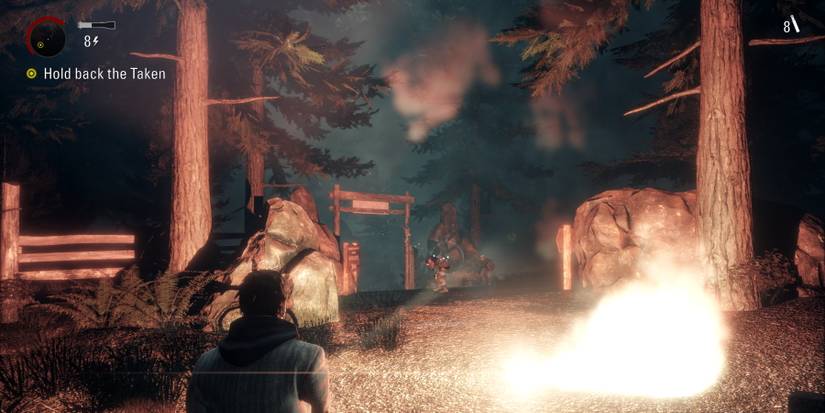 alan wake remastered alan in episode 2 holding back enemies without gun