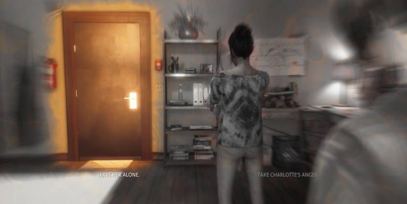 Alex deciding in Charlotte's shop