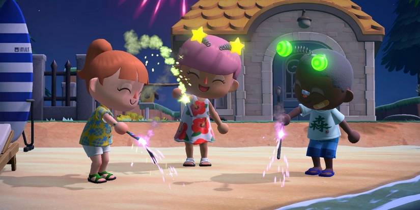 animal crossing new horizons players on beach