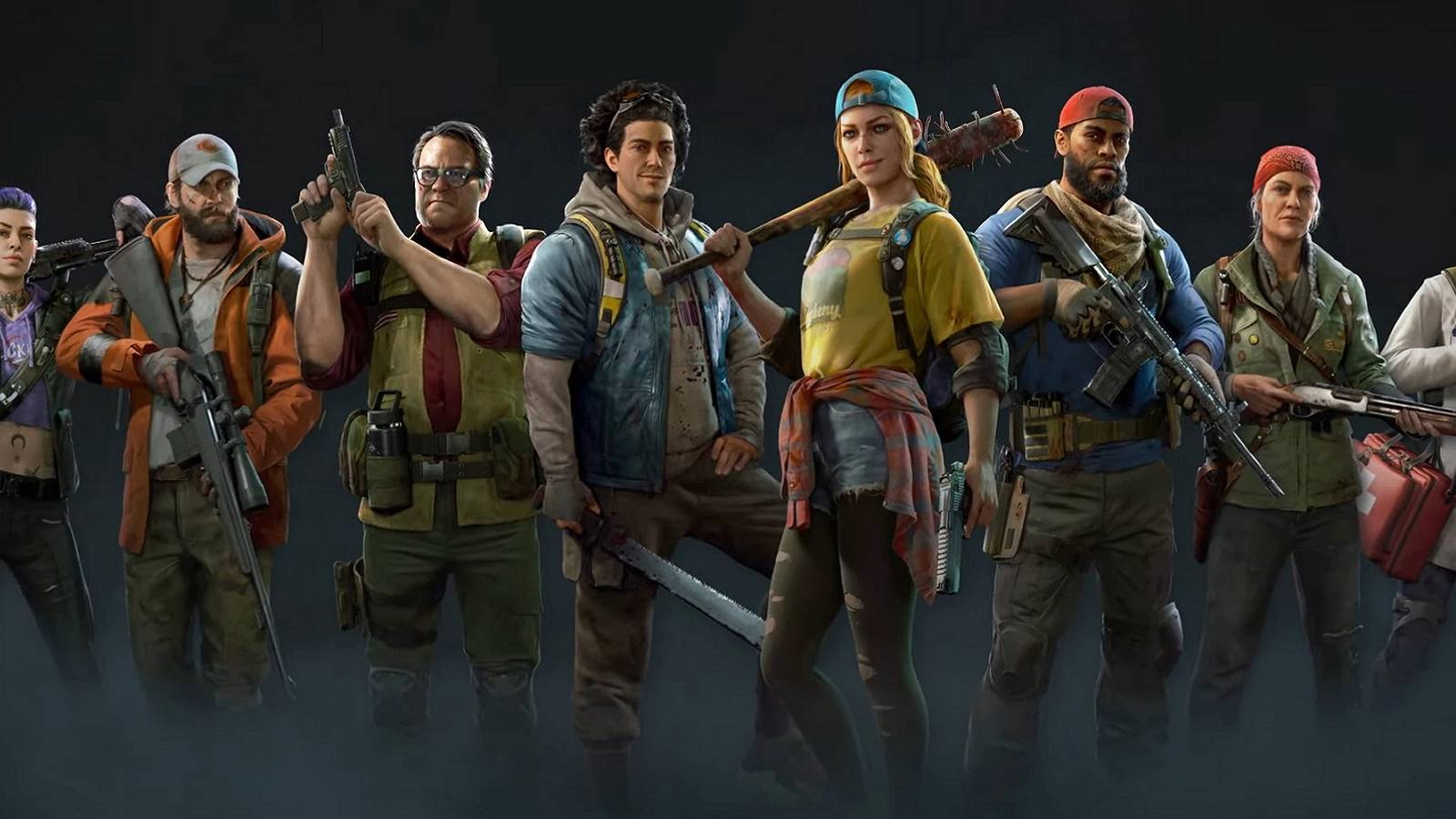 Image showing all the Back 4 Blood characters on a smoky background.