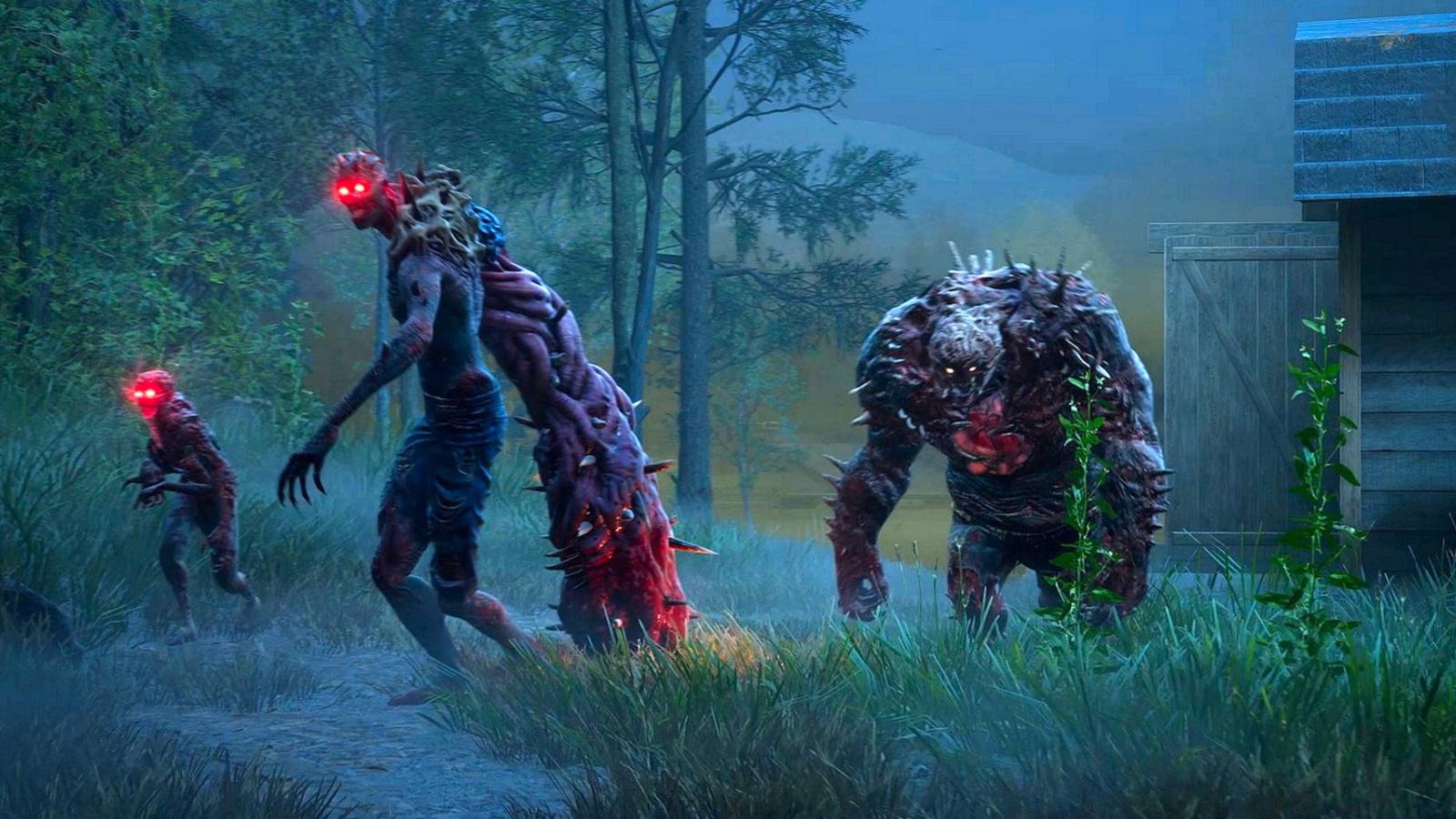 Screenshot from Back 4 Blood showing a number of special Ridden enemies approaching.