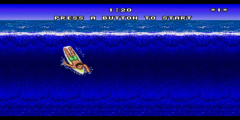 surfing on a wave in California Games