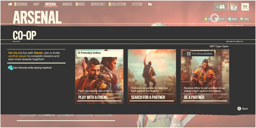 co op selection screen in Far Cry 6