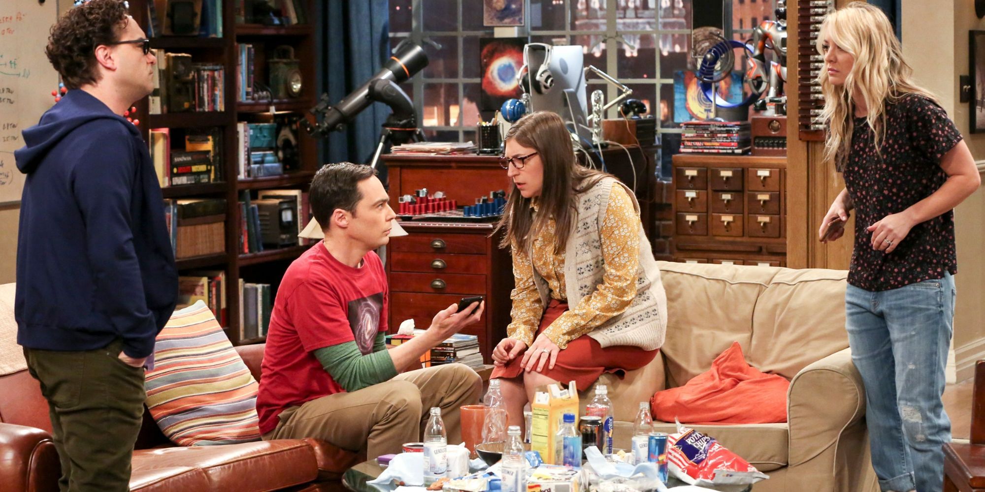 Leonard, Penny, Sheldon, and Amy have an intense talk in The Big Bang Theory