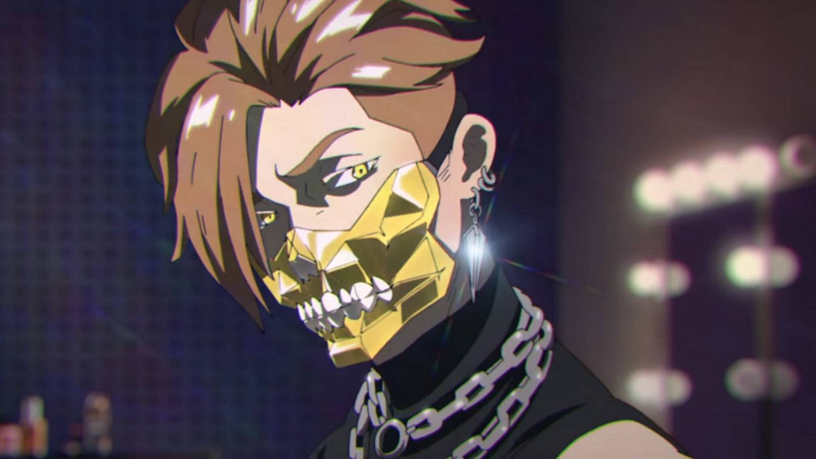 Image from Dead by Daylight trailer showing a close-up of an anime killer.