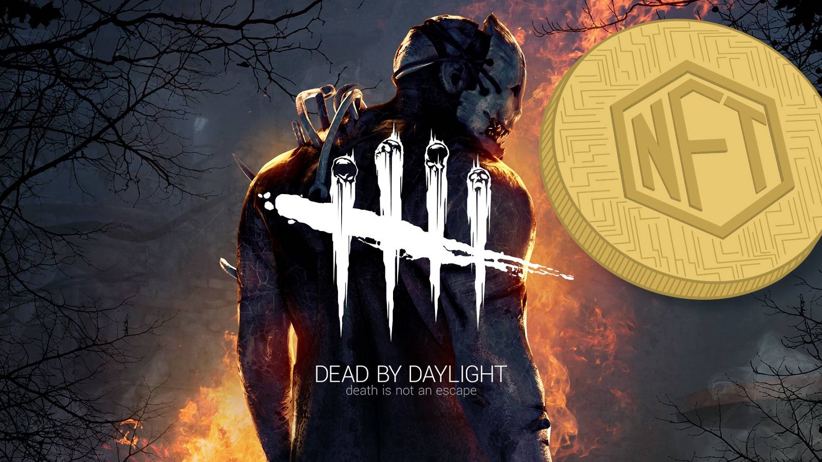 Dead by Daylight boxart with an NFT logo to the side.