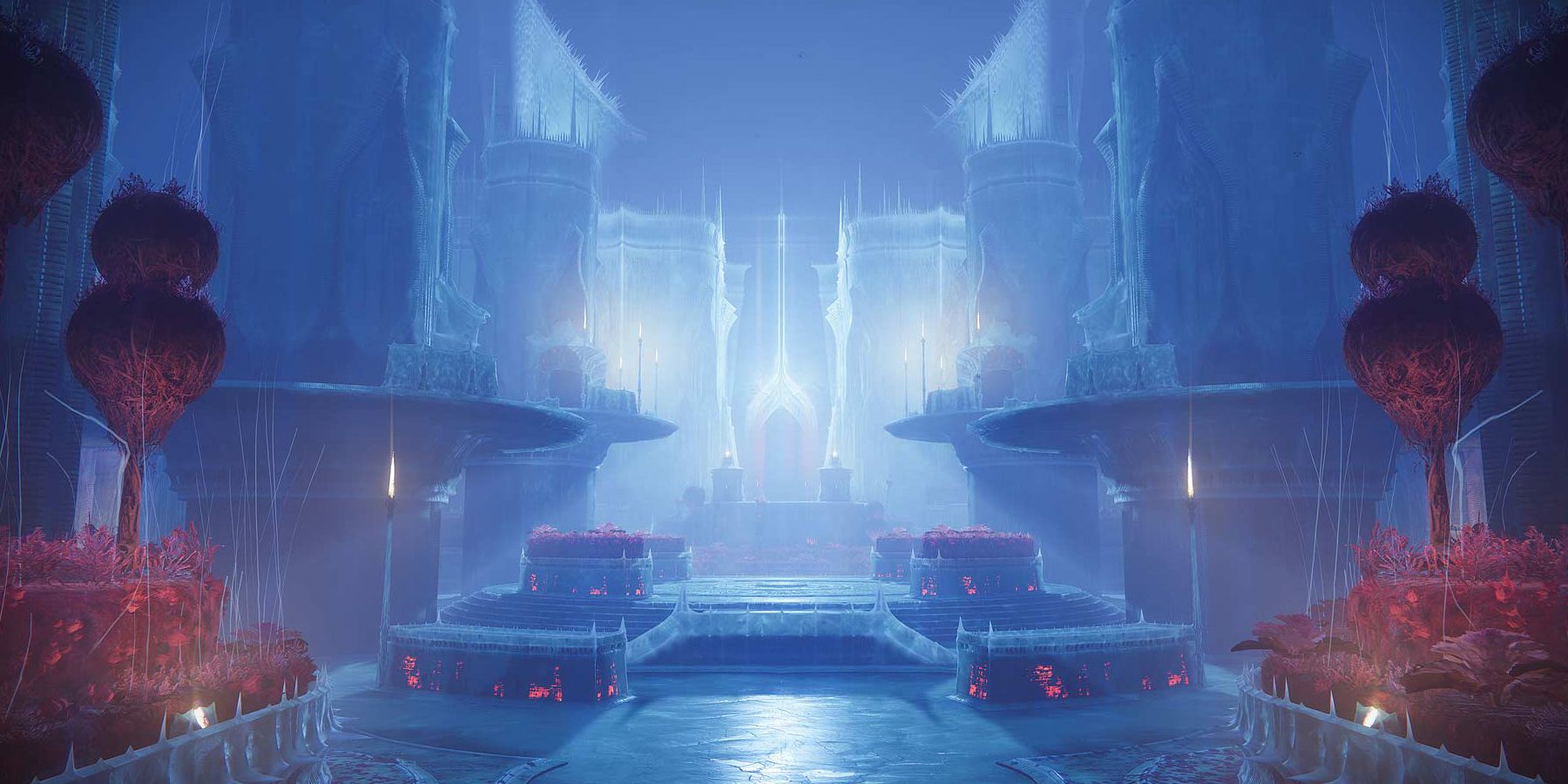 A large corridor within Savathun's throne world from the Witch Queen reveal in August of 2021.