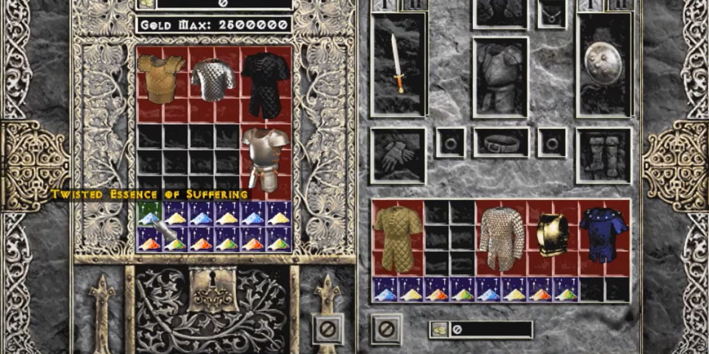 diablo 2 resurrected twisted essence of suffering highligted in stash and inventory menu