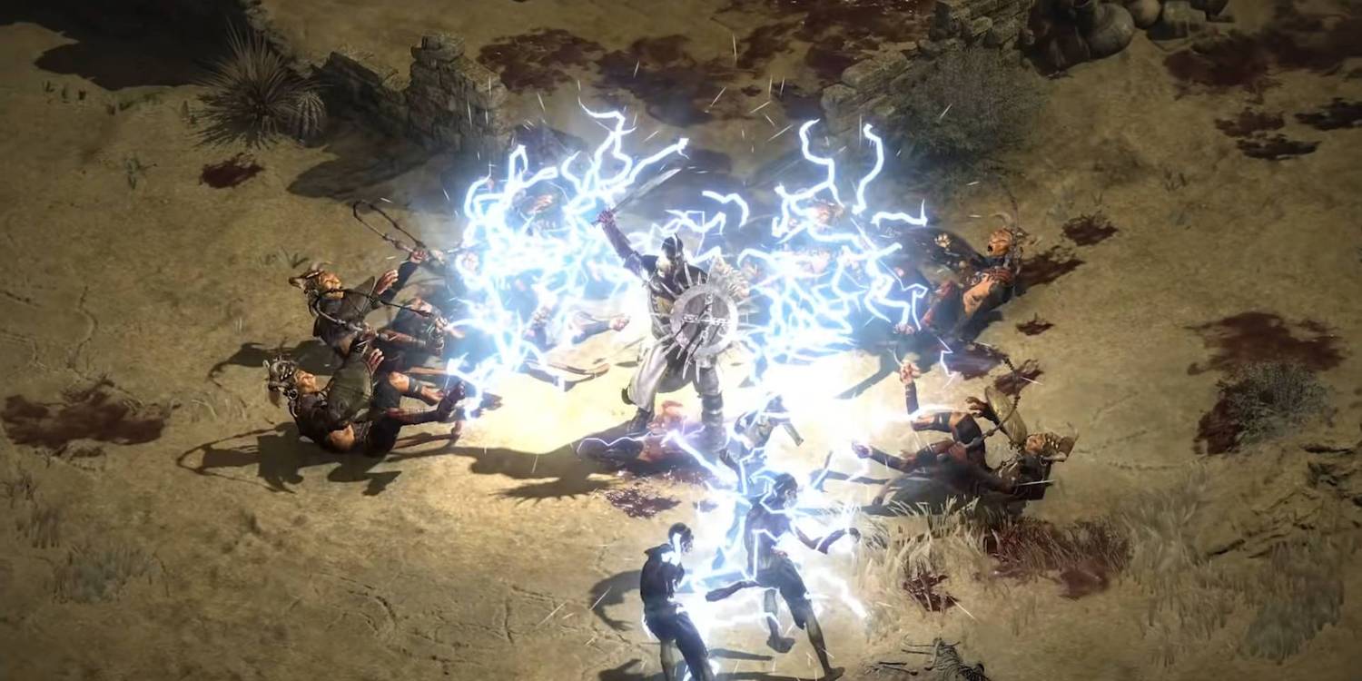 Diablo 2 Resurrected Paladin Shocking Nearby Enemies