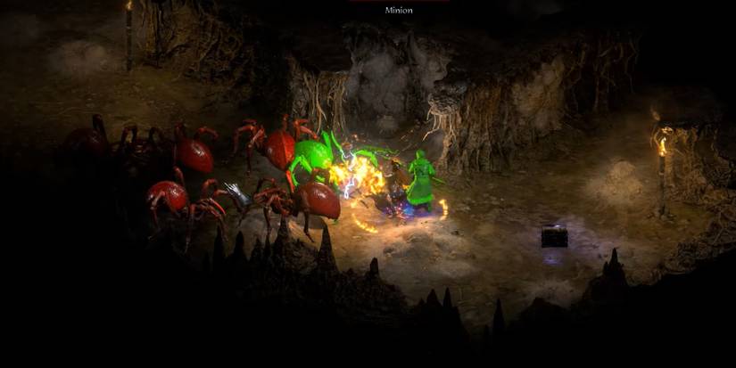 Diablo 2 Resurrected Taking On Spiders In The Spider Cavern