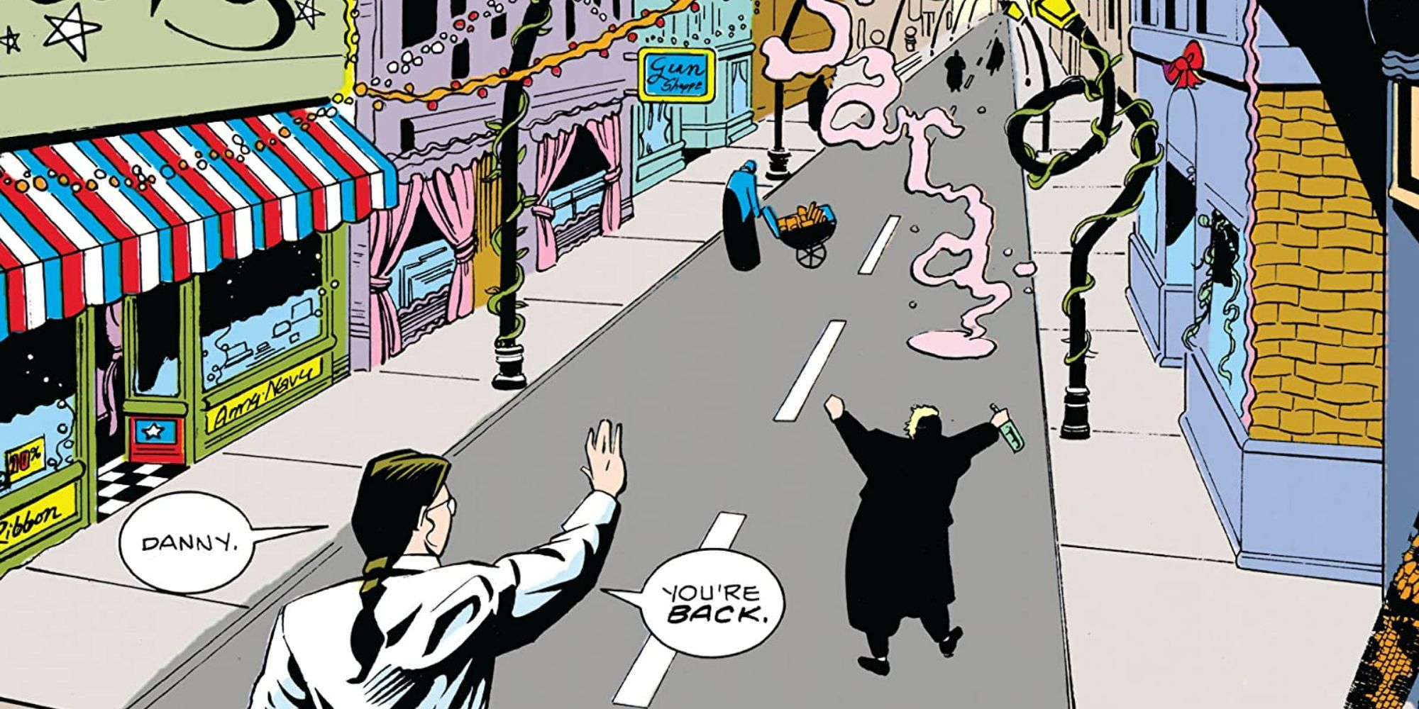 Two characters greet Danny the Street in Doom Patrol - "Down Paradise Way"