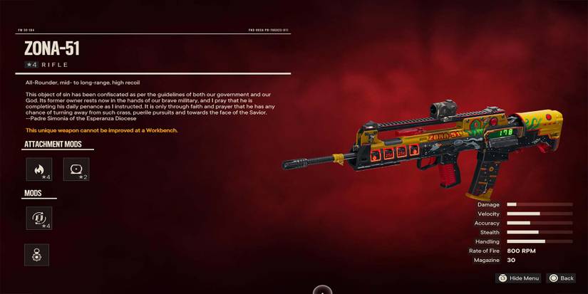 far cry 6 zona 51 weapon statw