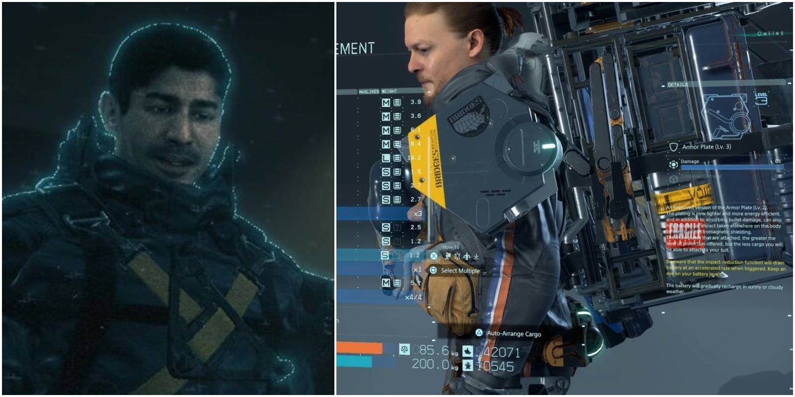 feature image death stranding get armor plate guide charles khan npc sam with equiped armor plates on shoulders