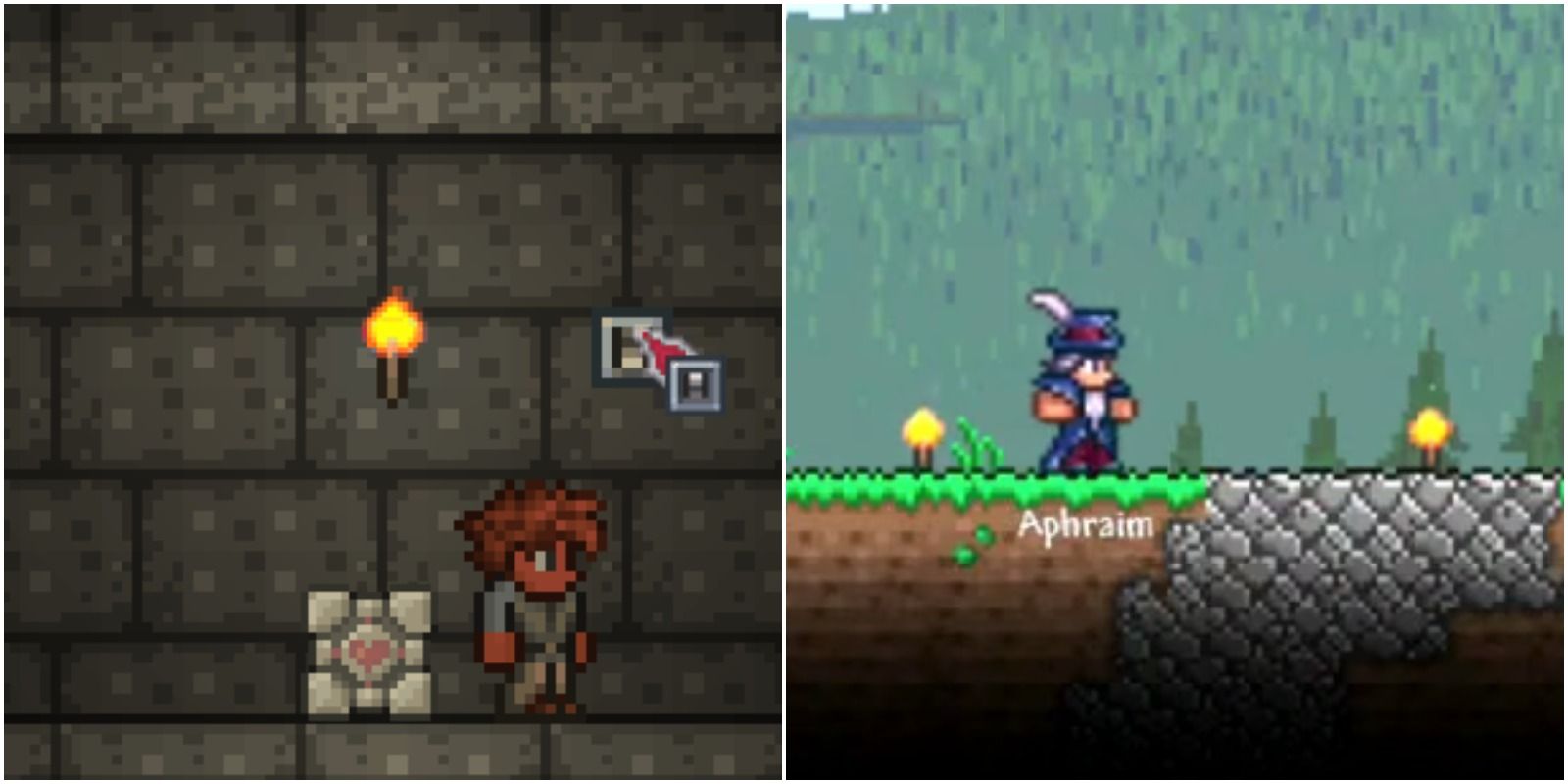 feature image terraria get companion cube guide player with companion cube and traveling merchant