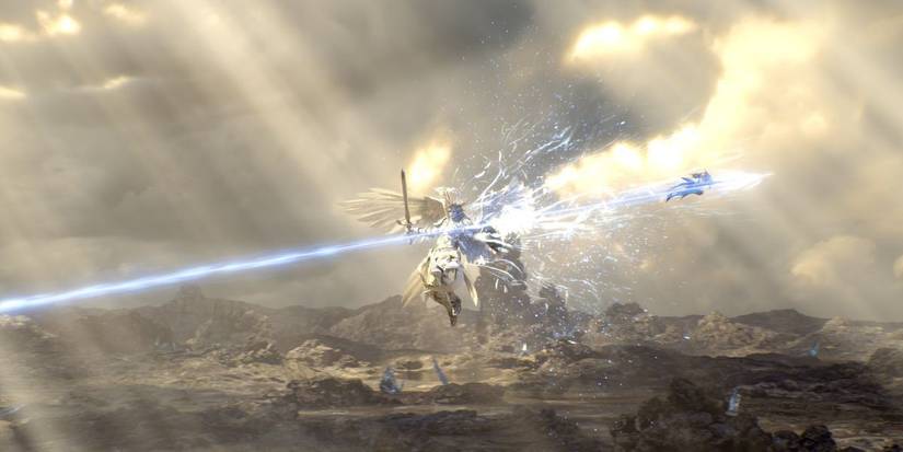 Warrior of Light fighting a Sin Eater.