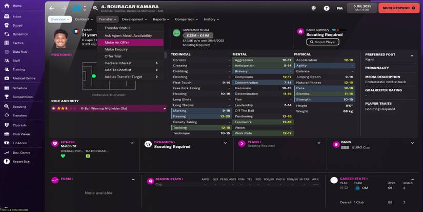 Kamara transfer options