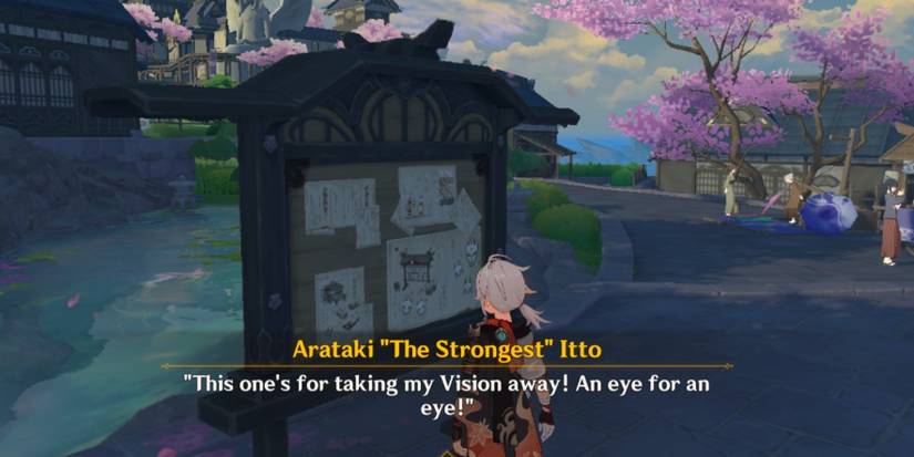 genshin impact arataki itto dialogue kazuha inazuma city board