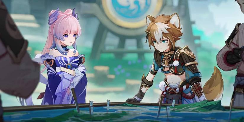 genshin impact gorou sangonomiya kokomi battle planning trailer artwork