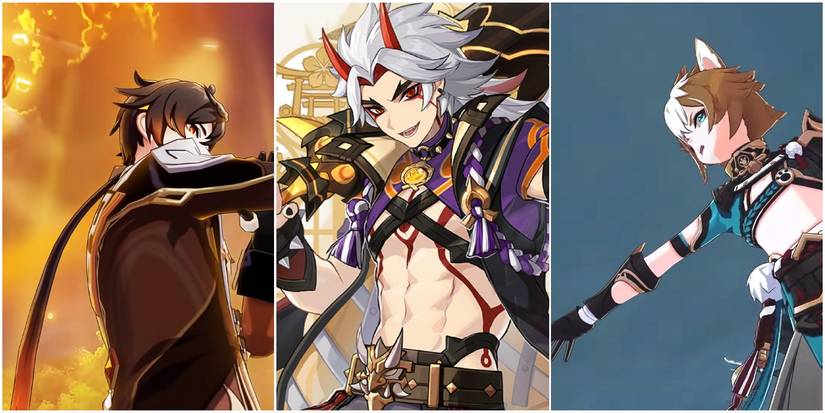 genshin impact zhongli arataki itto gorou geo users split image