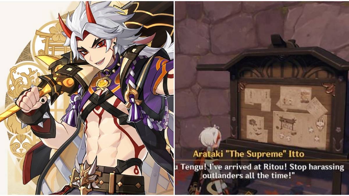 genshin impact arataki itto kazuha board split image