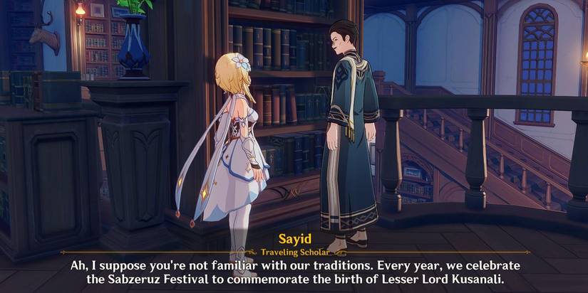 genshin impact sayid sumeru sabzeruz festival female traveler lumine
