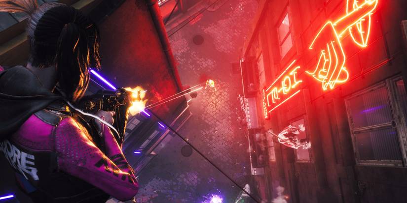 One Kindred opens fire on another from above in Vampire: The Masquerade - Bloodhunt