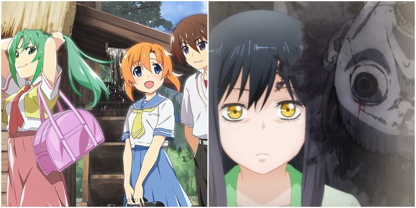 anime higurashi mieruko-chan split image