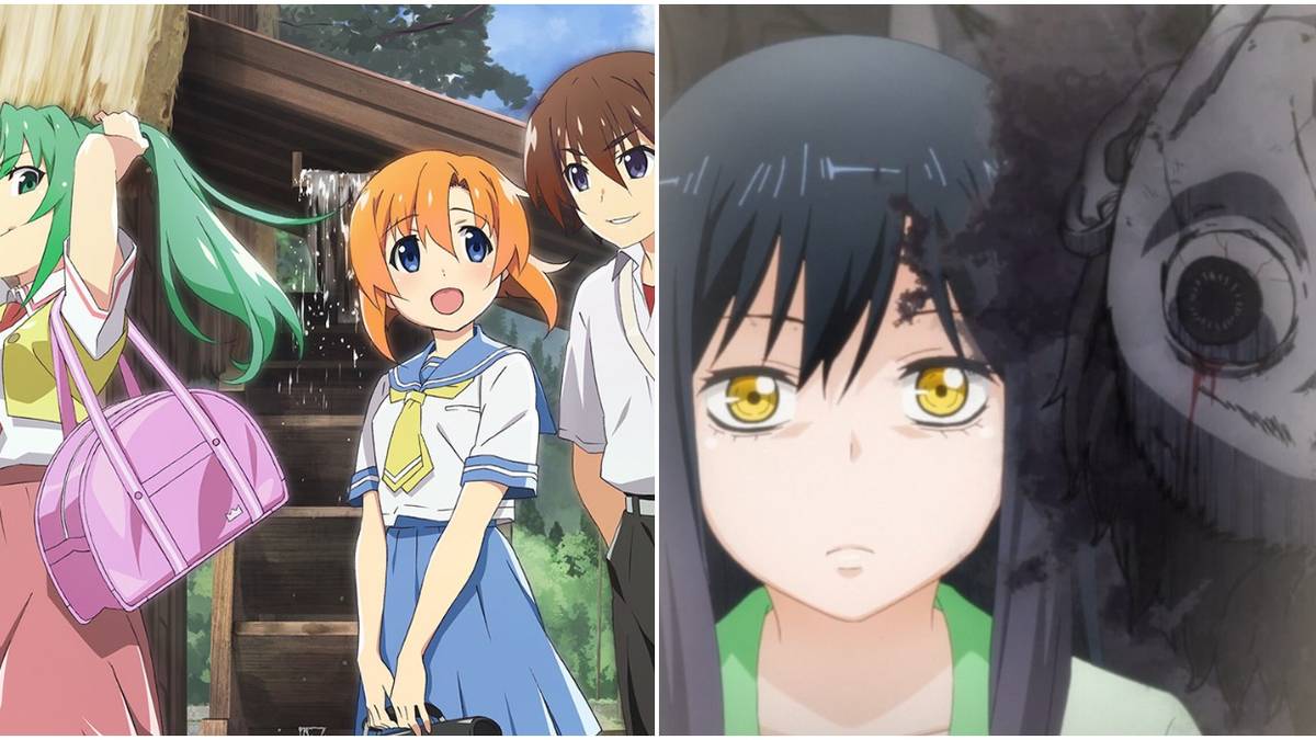 anime higurashi mieruko-chan split image