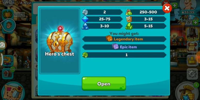 Screenshot of a Hero's Chest on Hustle Castle.