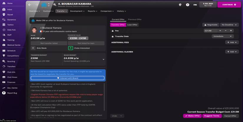 kamara transfer offer