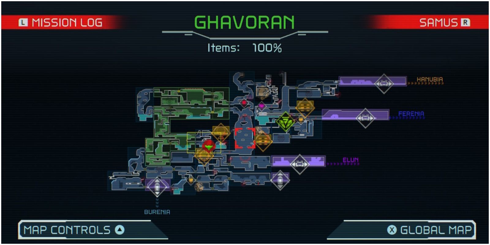 metroid dread ghavoran map 100 percent items