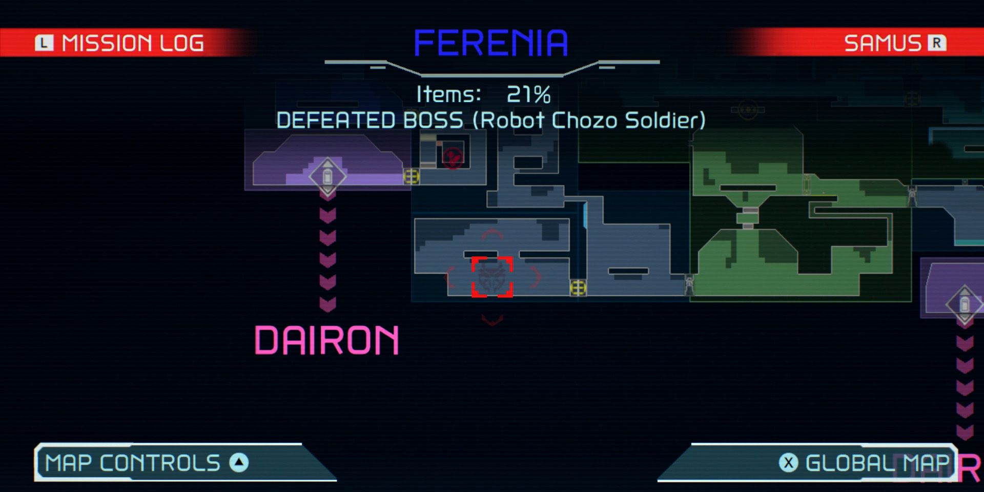 metroid-dread-robot-chozo-soldier-boss-guide-01-ferenia-map