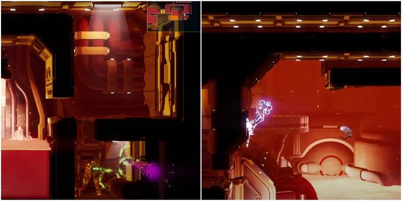 metroid dread samus in extreme heat area