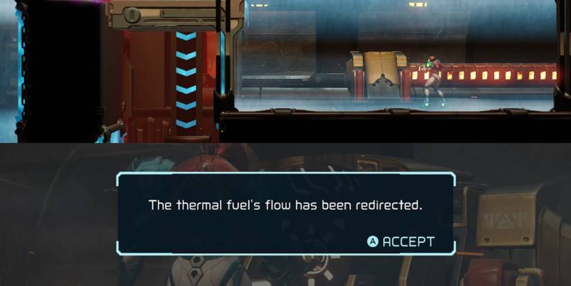 metroid dread samus using a thermal energy interaction device to reroute thermal energy