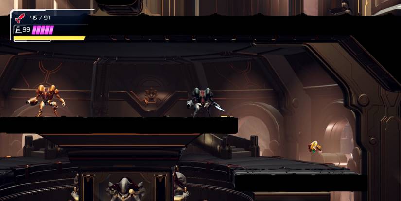 metroid-dread-twin-robot-chozo-soldier-boss-fight-03-both-robots-start