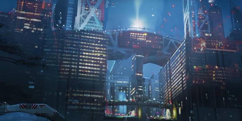 Concept art of New Atlantis from Bethesda's upcoming game Starfield.