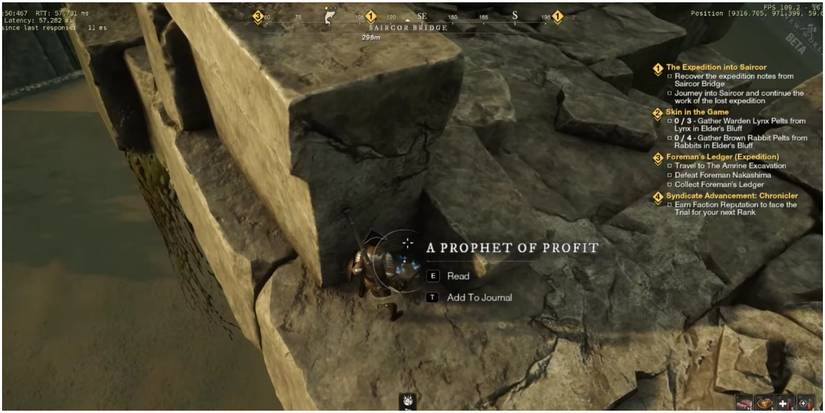 new world saircor bridge expedition note location