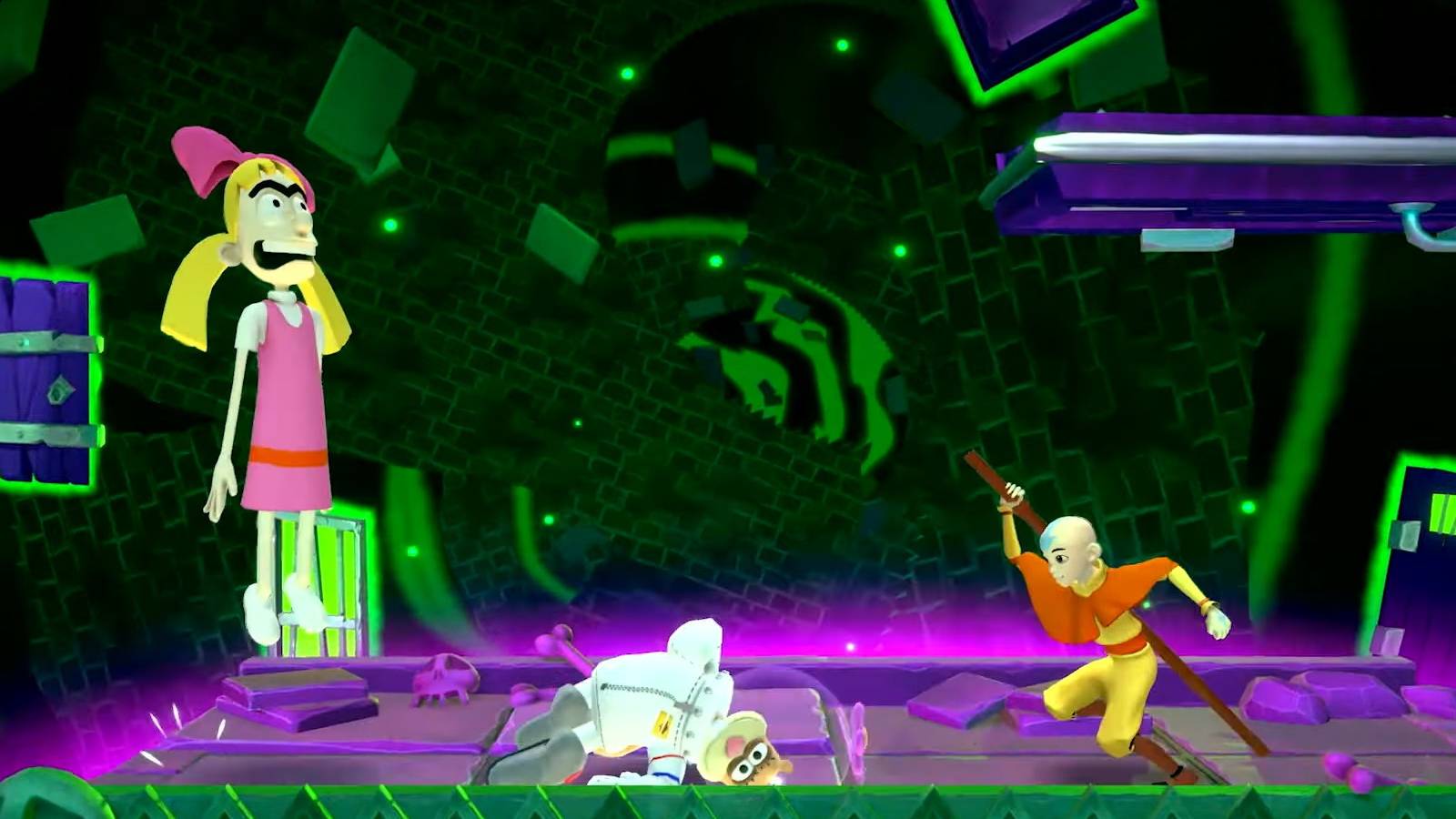 nickelodeon-all-star-brawl-aang-sandy-helga-fighting-danny-phantom-stage