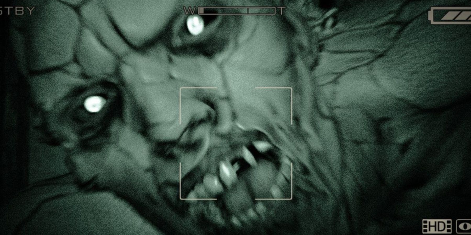 A patient stares into the camera in Outlast