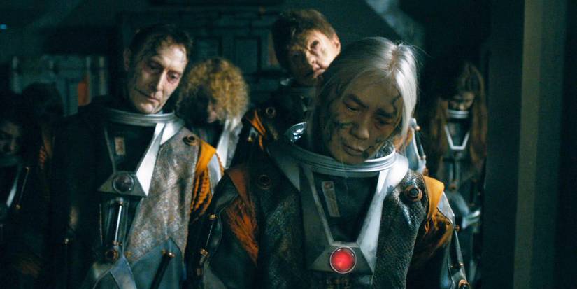 space suits with dead bodies in them