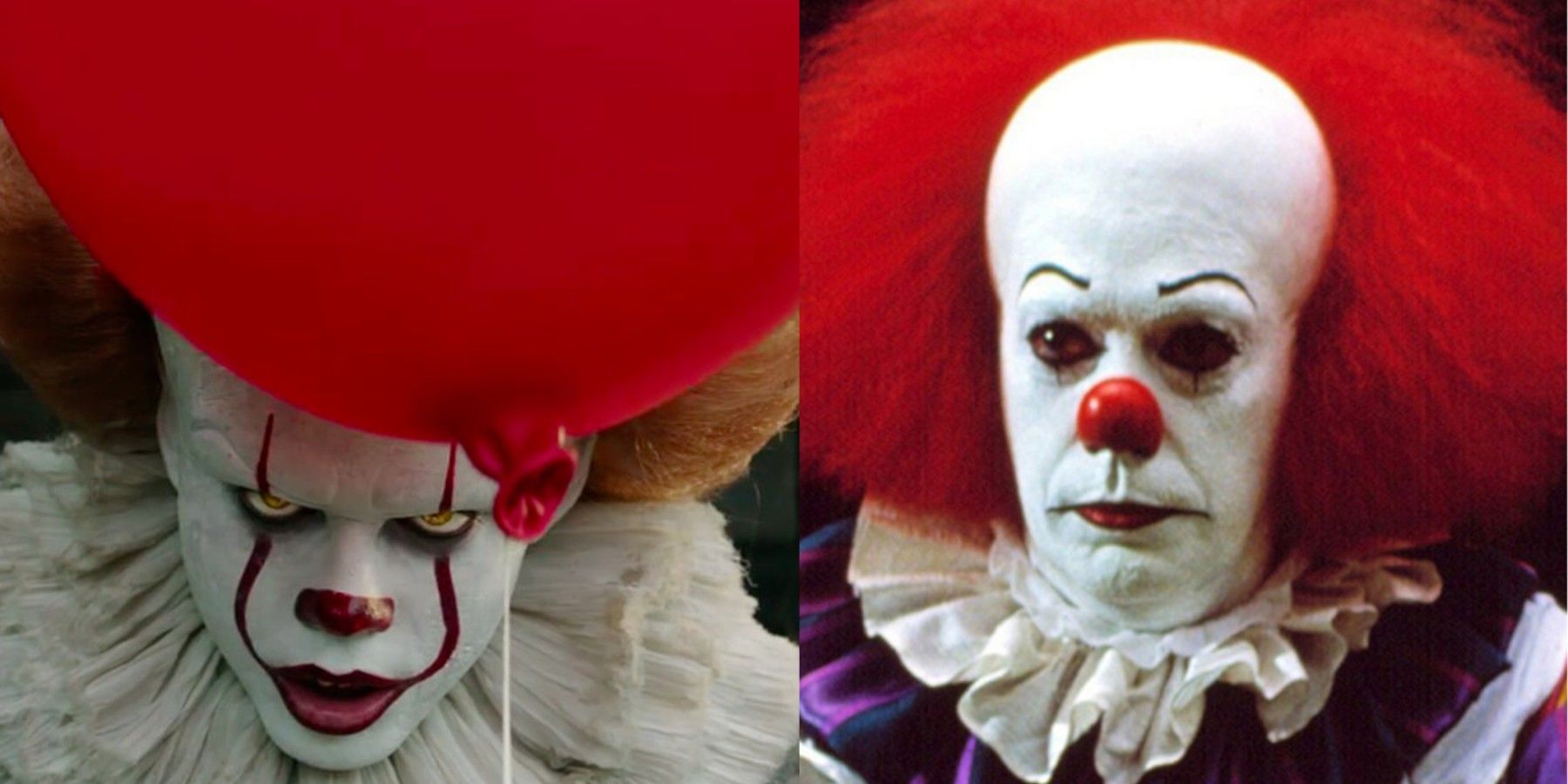 Bill Skarsgård and Tim Curry as Pennywise