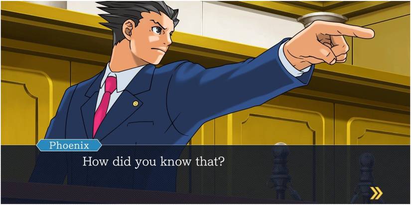 Phoenix Wright proving his case in court