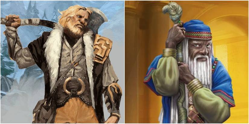 barbarian (left); wizard (right)