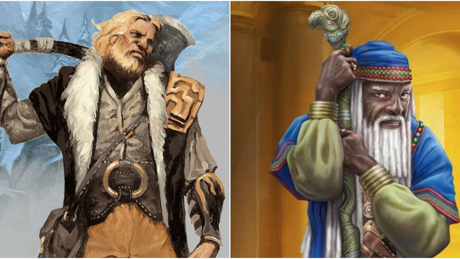 barbarian (left); wizard (right)