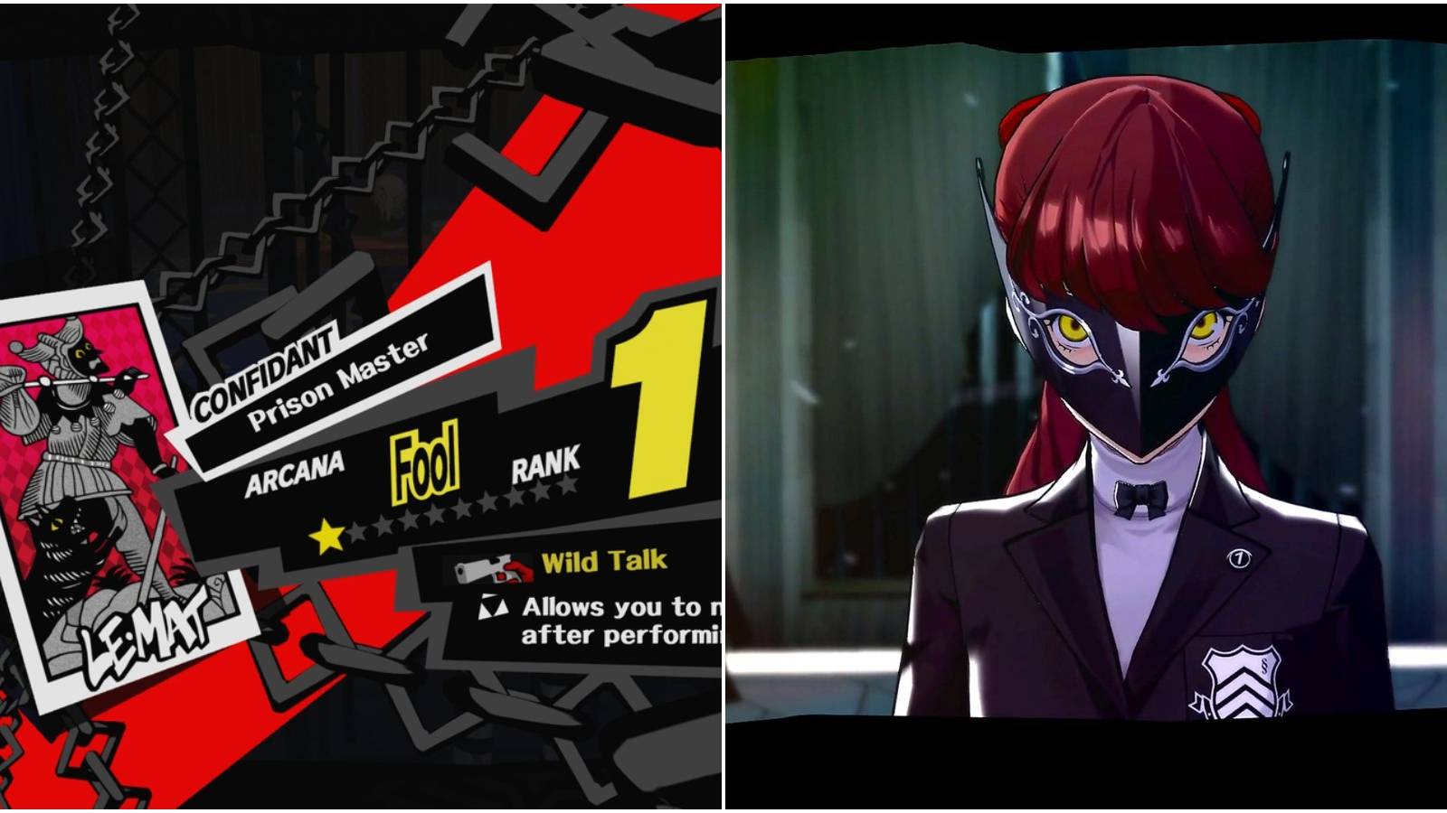 Split image of Fool confidant and Kasumi. 