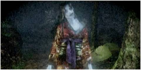 Hiori ghost in red kimono. 