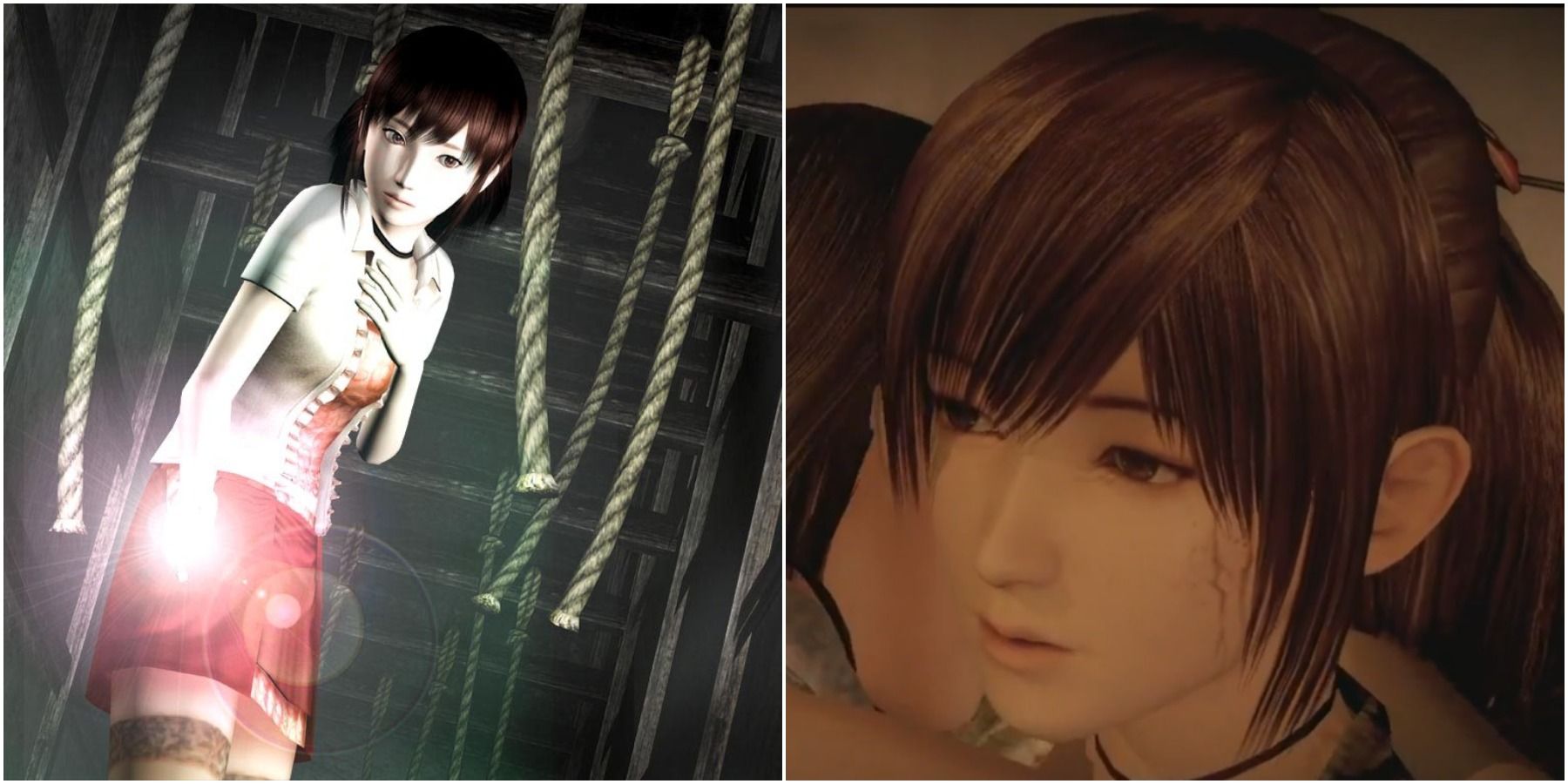 Split image of Miku in the first game and fifth game.